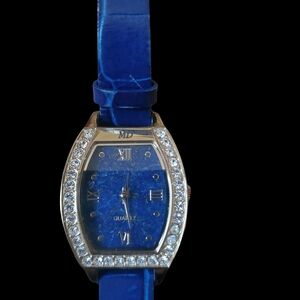 Custom Elegant Blue Lapis Women's Watch with Crystal Accents- New